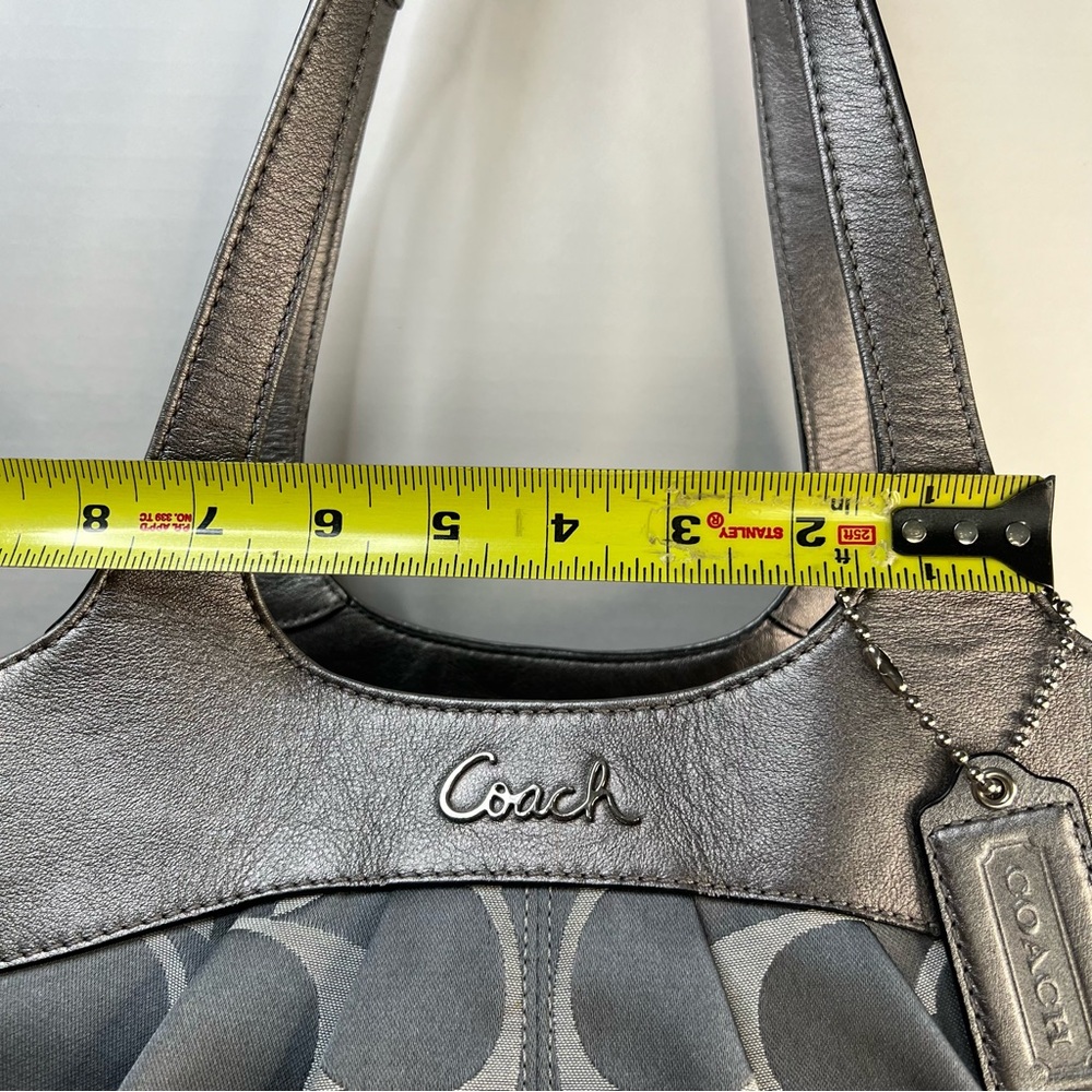 Coach Gray and Silver Signature Hobo Shoulder Bag - Picture 4 of 16